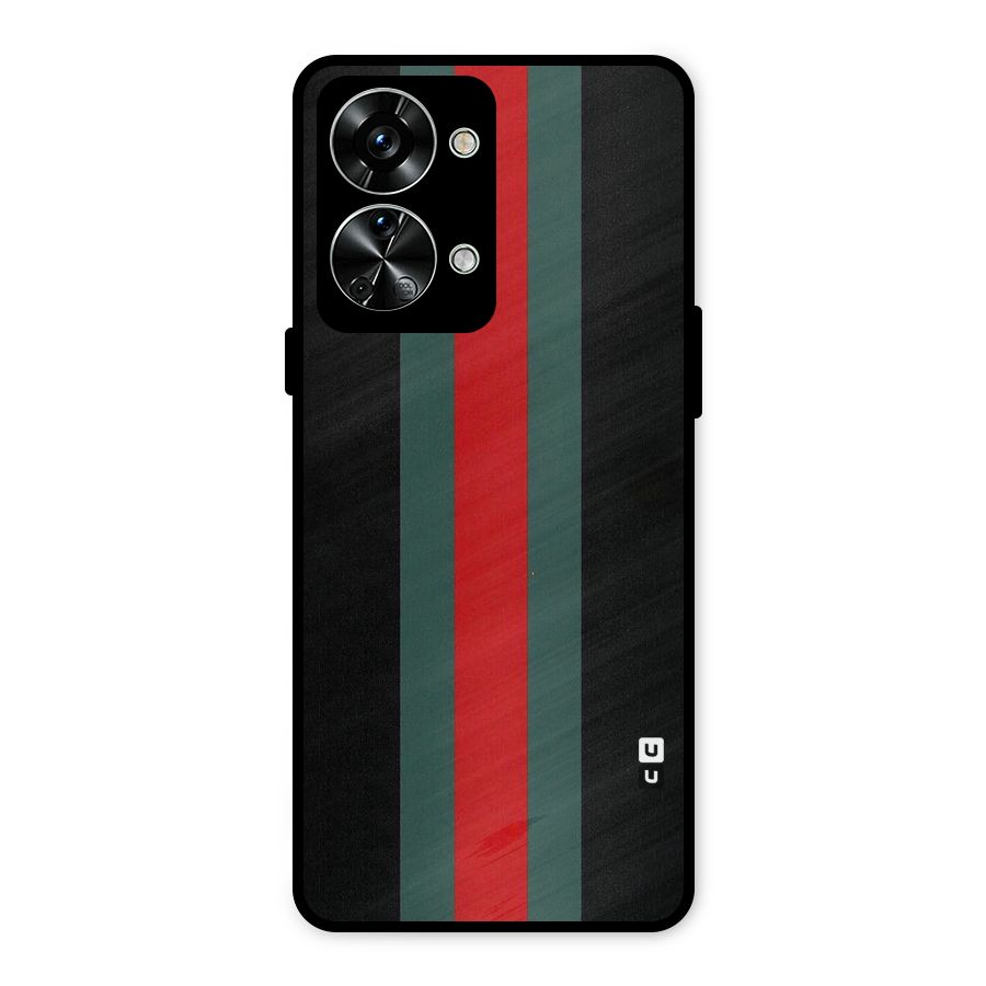 Basic Colored Stripes Metal Back Case for OnePlus Nord 2T