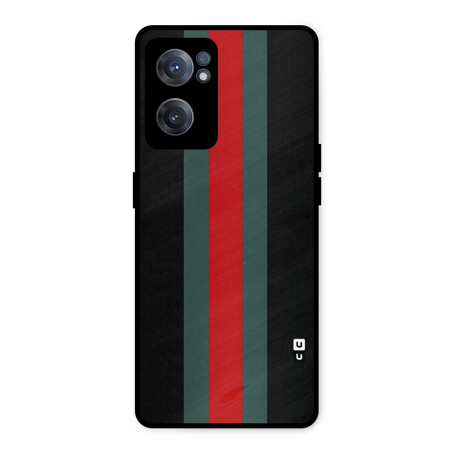 Basic Colored Stripes Metal Back Case for OnePlus Nord CE 2 5G