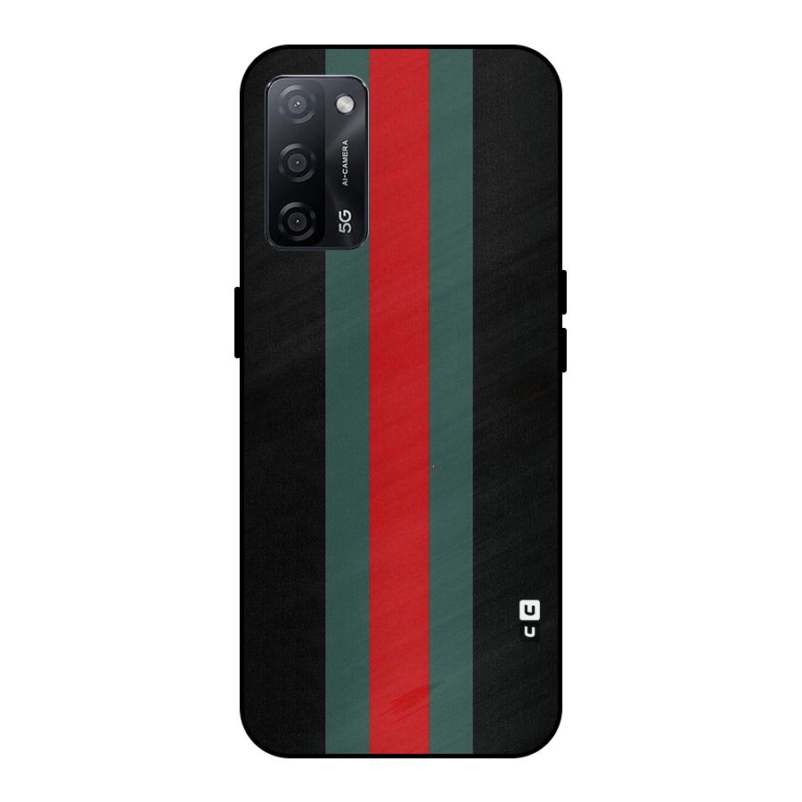 Basic Colored Stripes Metal Back Case for Oppo A53s 5G