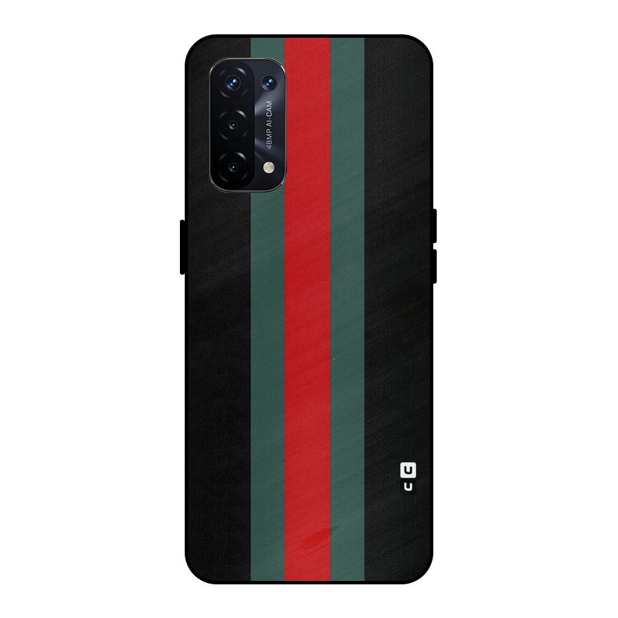 Basic Colored Stripes Metal Back Case for Oppo A74 5G