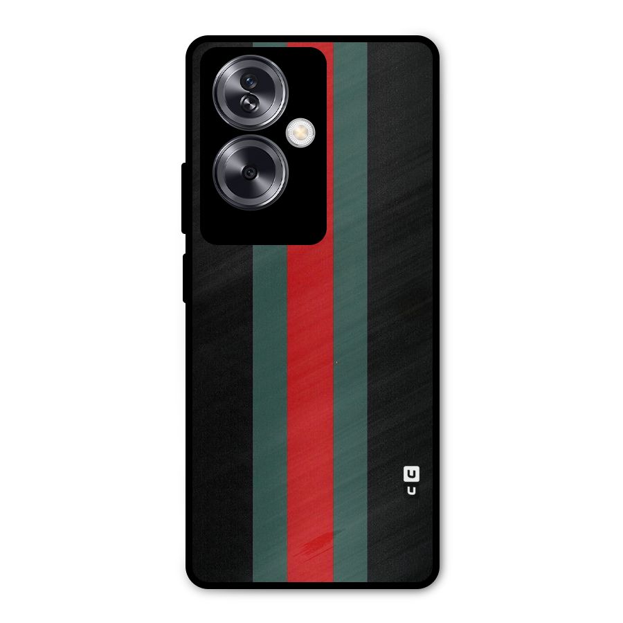 Basic Colored Stripes Metal Back Case for Oppo A79 5G