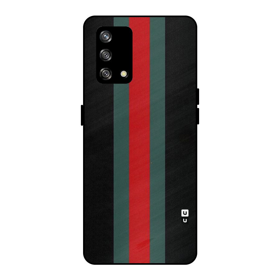 Basic Colored Stripes Metal Back Case for Oppo F19