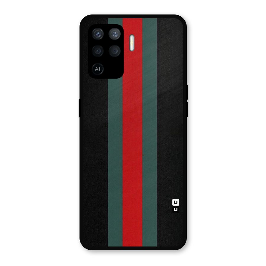 Basic Colored Stripes Metal Back Case for Oppo F19 Pro