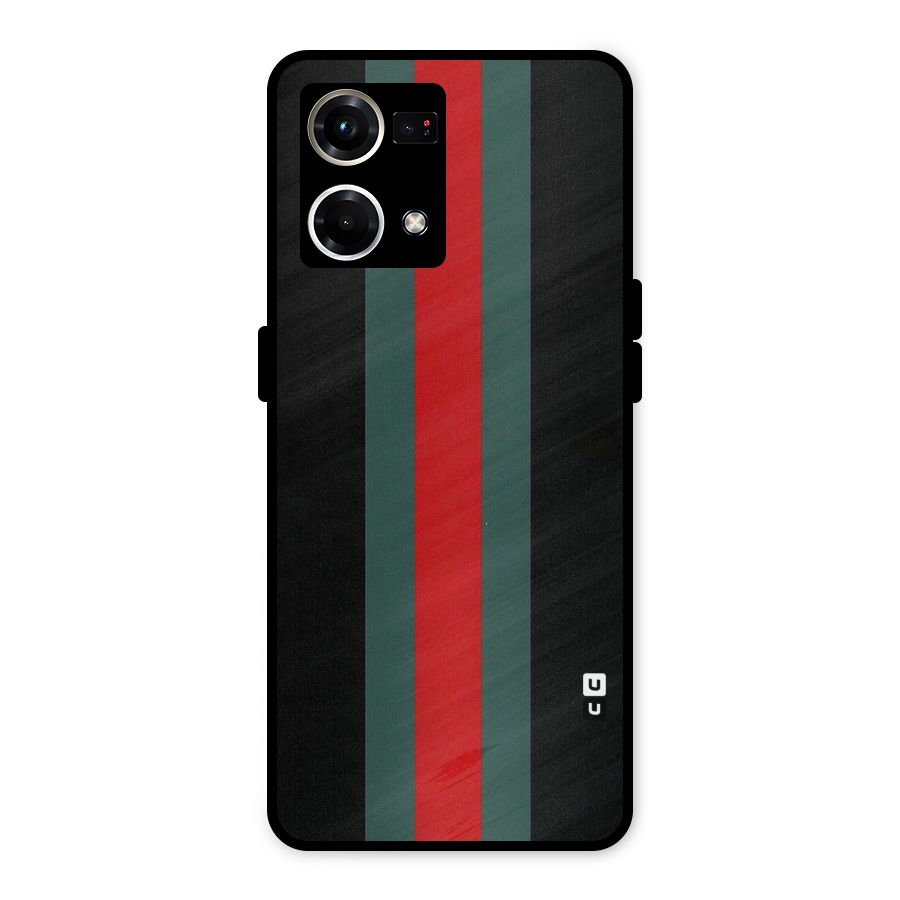 Basic Colored Stripes Metal Back Case for Oppo F21s Pro 4G