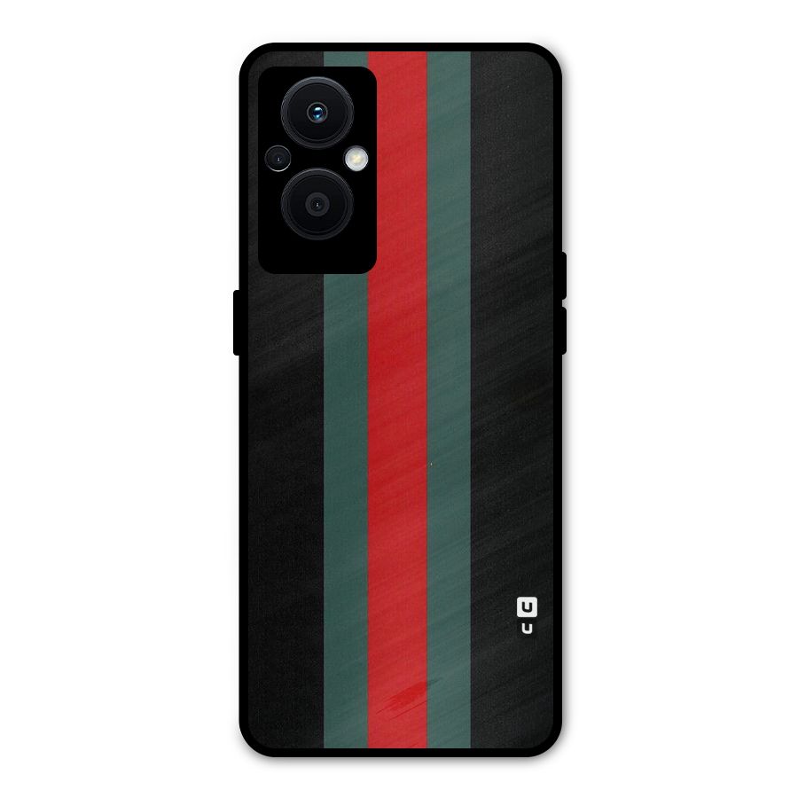 Basic Colored Stripes Metal Back Case for Oppo F21s Pro 5G
