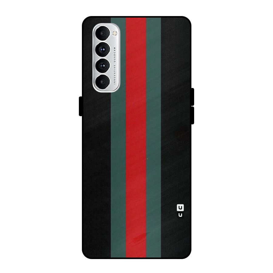 Basic Colored Stripes Metal Back Case for Oppo Reno4 Pro