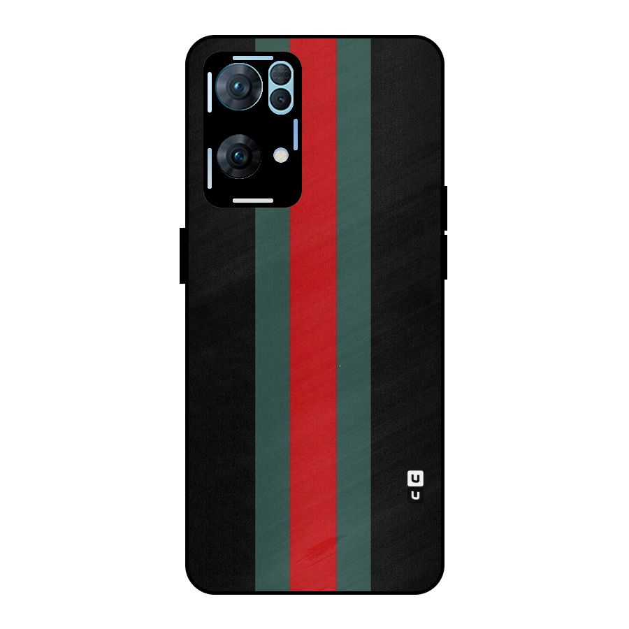 Basic Colored Stripes Metal Back Case for Oppo Reno7 Pro 5G