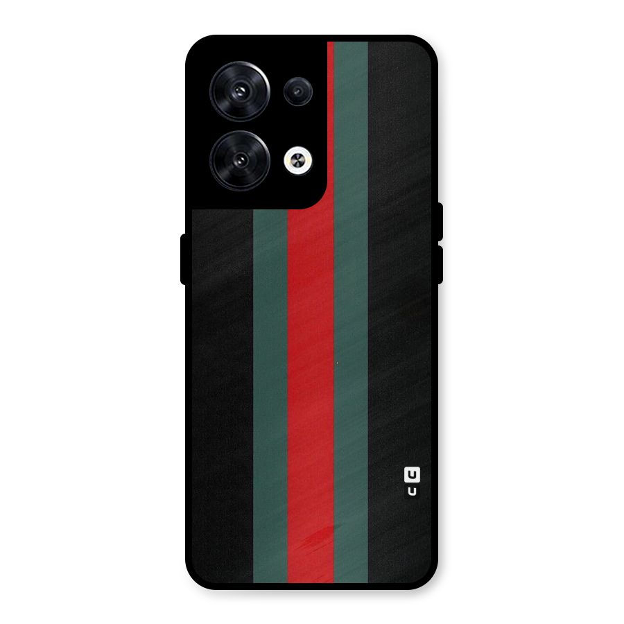Basic Colored Stripes Metal Back Case for Oppo Reno8 5G