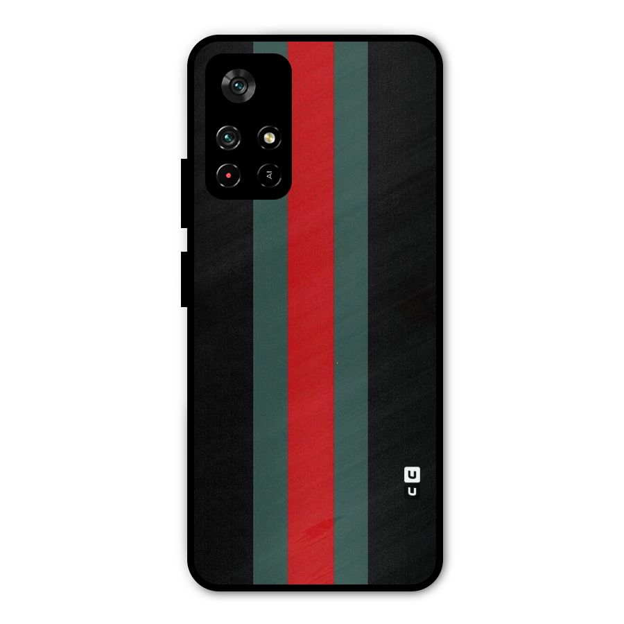 Basic Colored Stripes Metal Back Case for Poco M4 Pro 5G