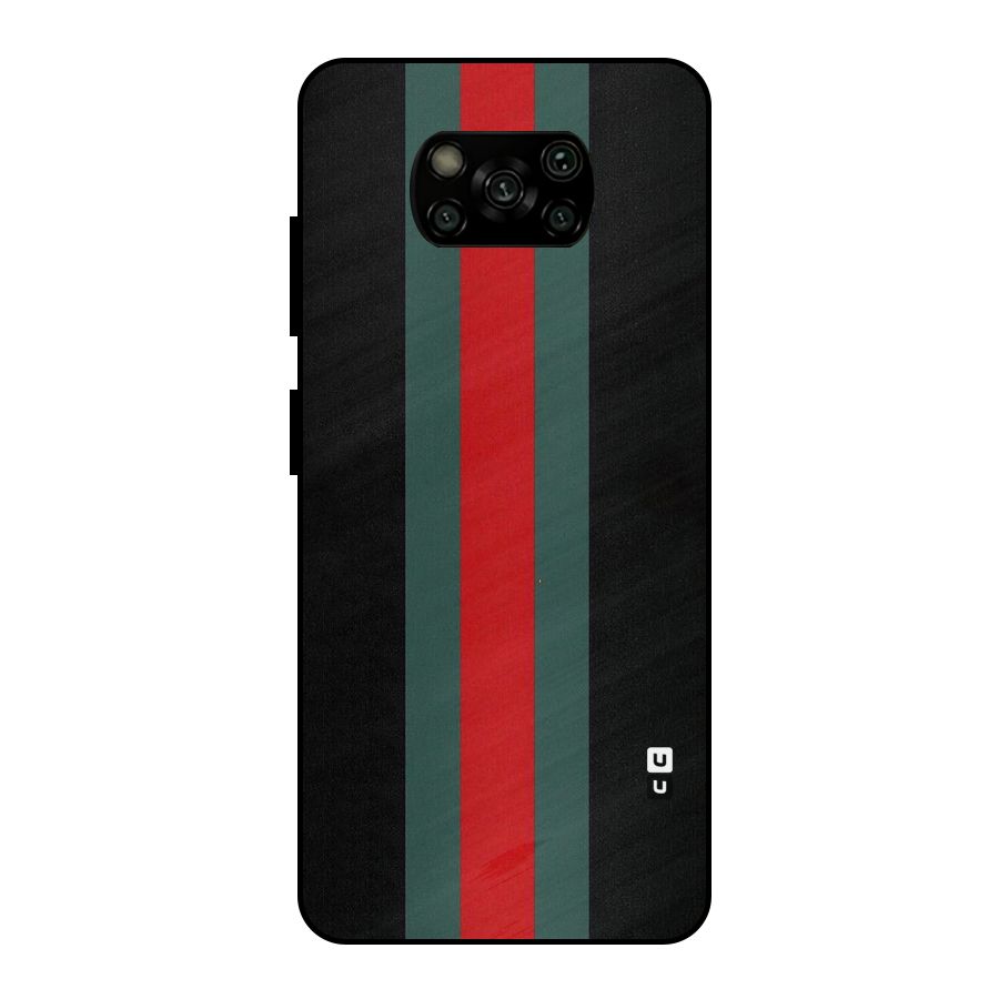 Basic Colored Stripes Metal Back Case for Poco X3