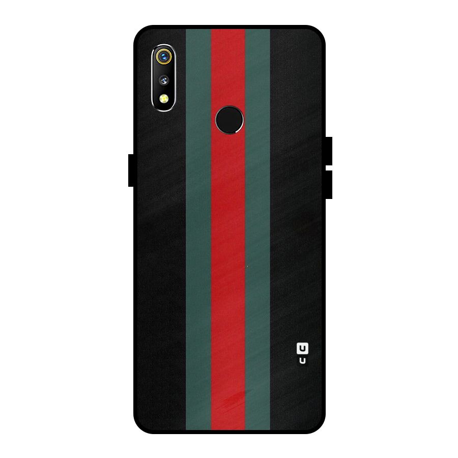 Basic Colored Stripes Metal Back Case for Realme 3