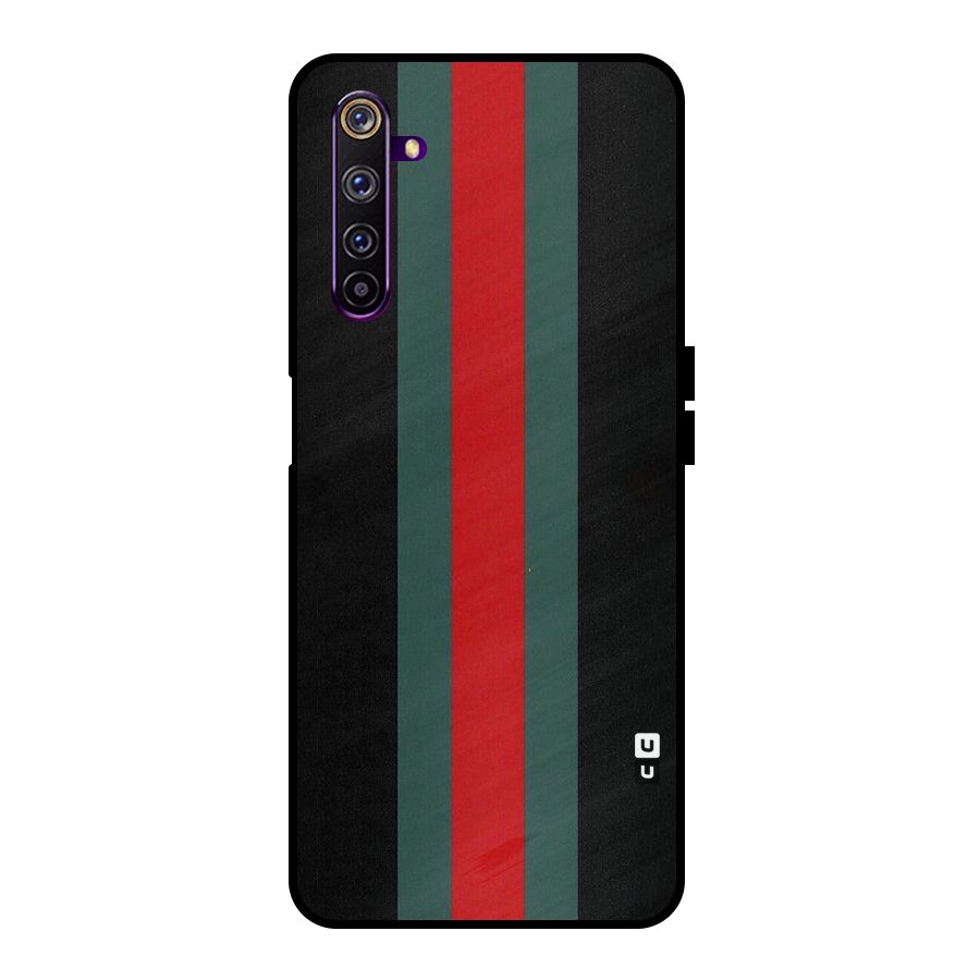 Basic Colored Stripes Metal Back Case for Realme 6 Pro