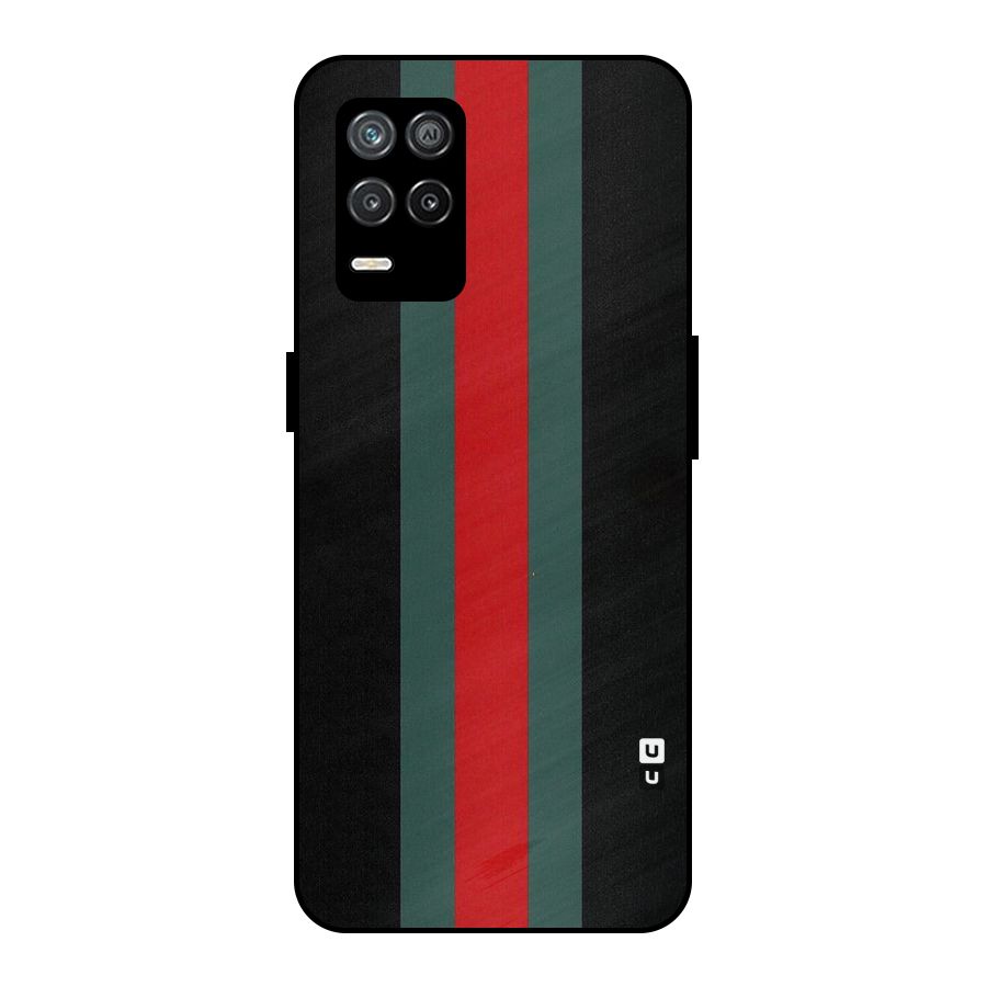 Basic Colored Stripes Metal Back Case for Realme 8s 5G