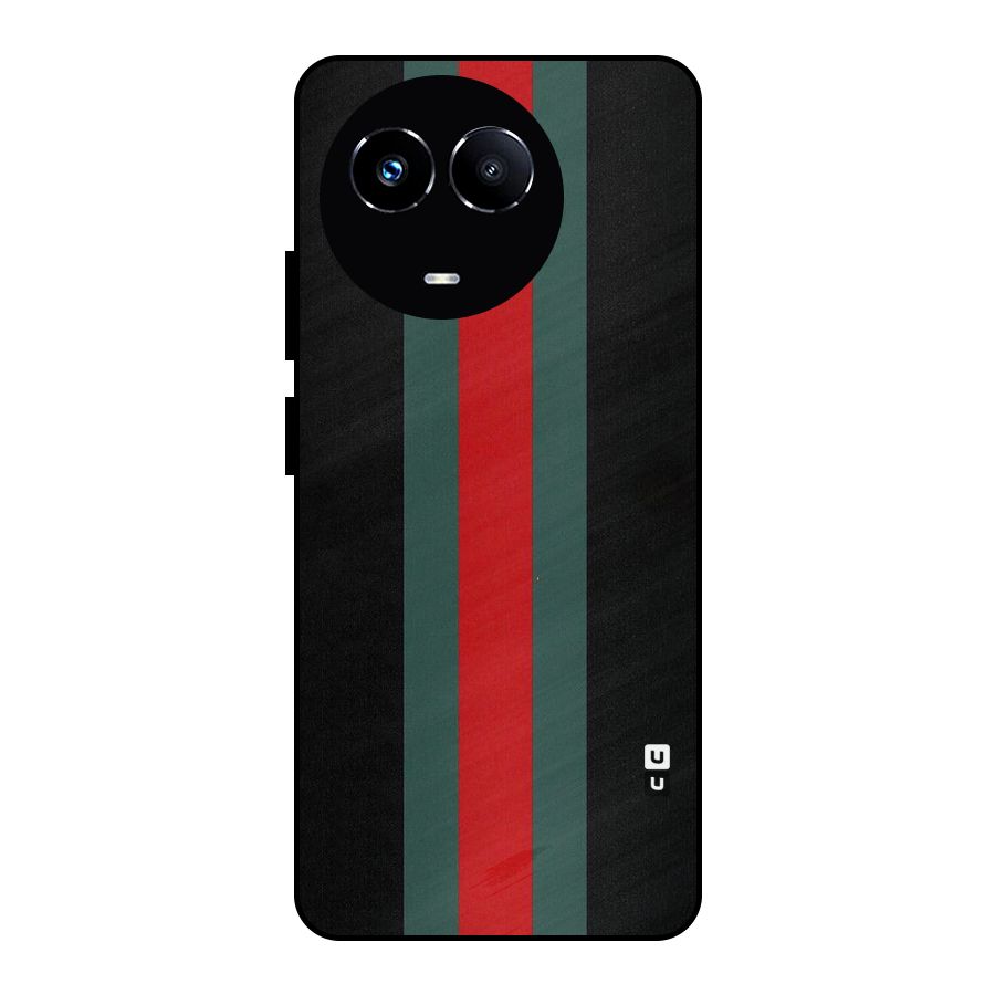 Basic Colored Stripes Metal Back Case for Realme Narzo 60X