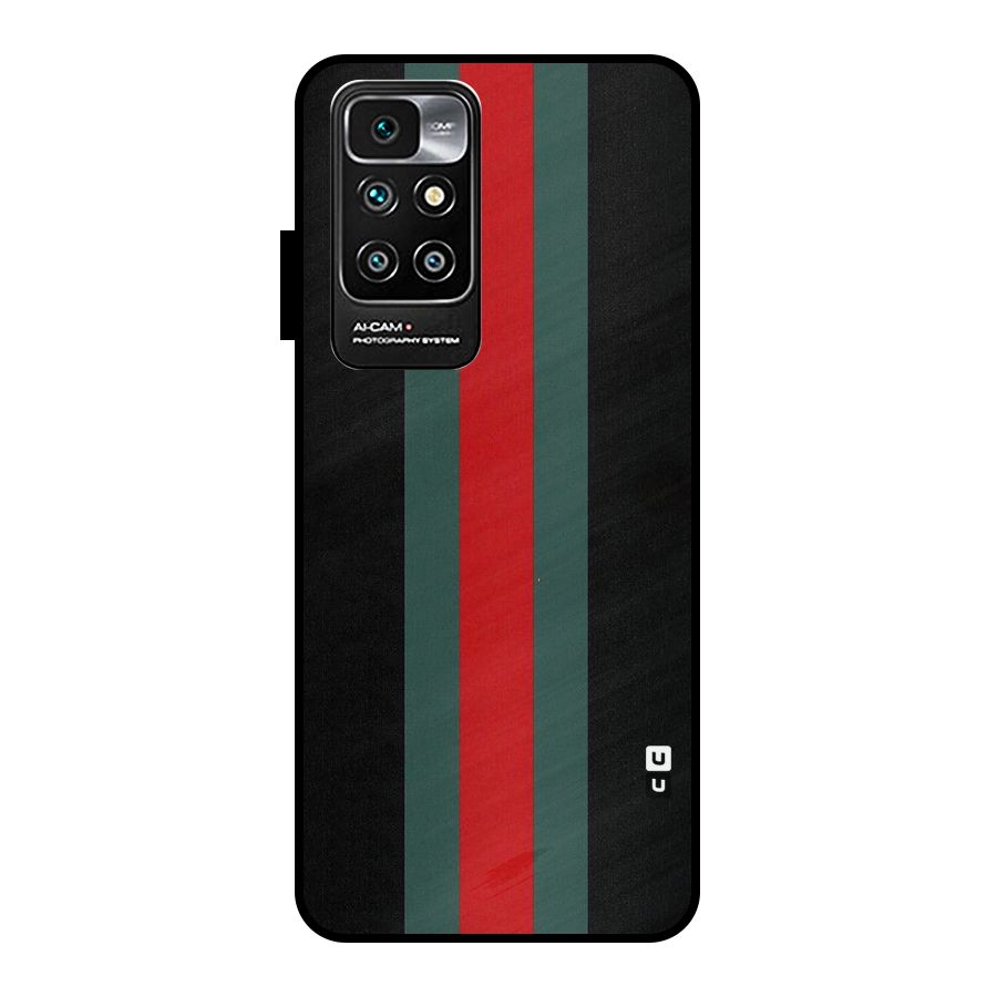 Basic Colored Stripes Metal Back Case for Redmi 10 Prime