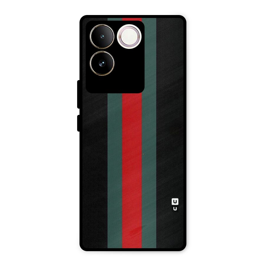 Basic Colored Stripes Metal Back Case for Vivo T2 Pro