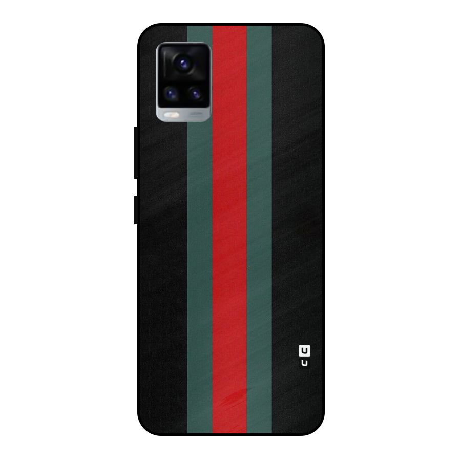 Basic Colored Stripes Metal Back Case for Vivo V20 2021