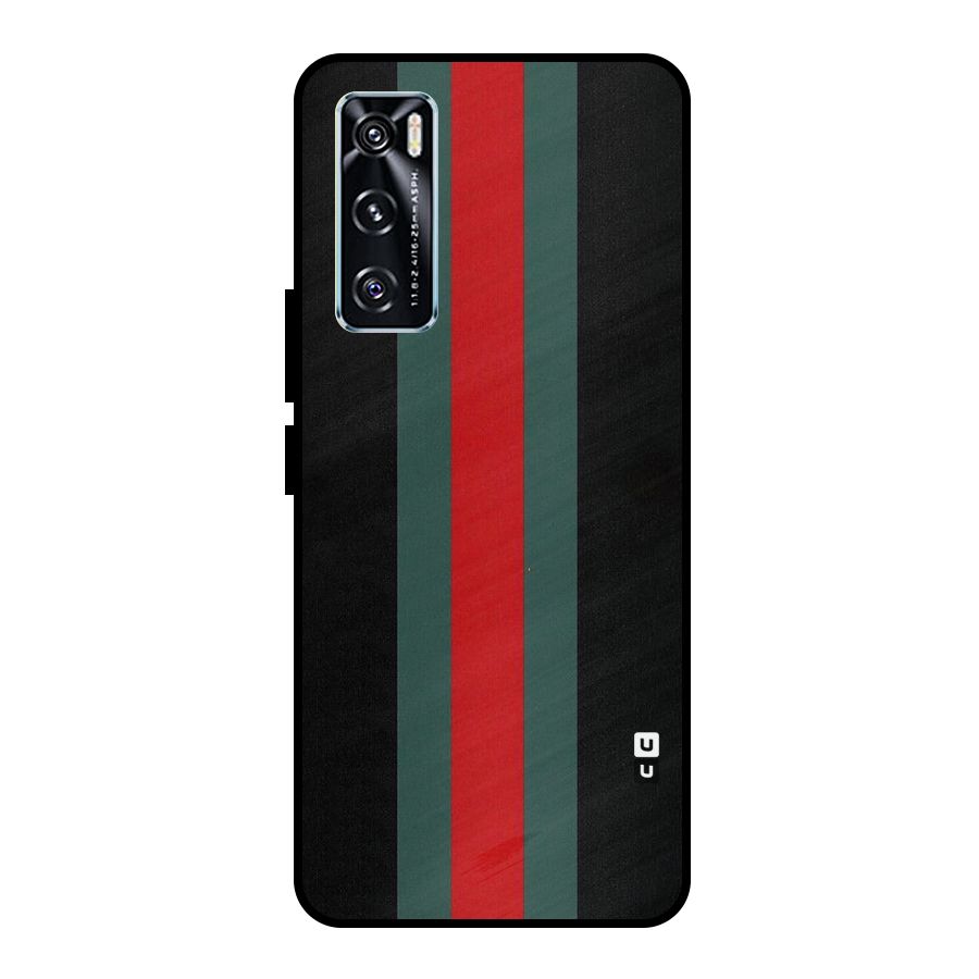 Basic Colored Stripes Metal Back Case for Vivo V20 SE