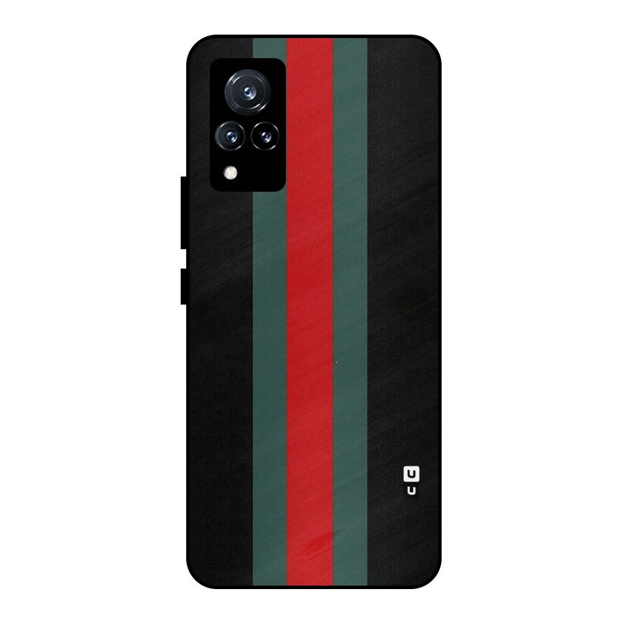 Basic Colored Stripes Metal Back Case for Vivo V21 5G