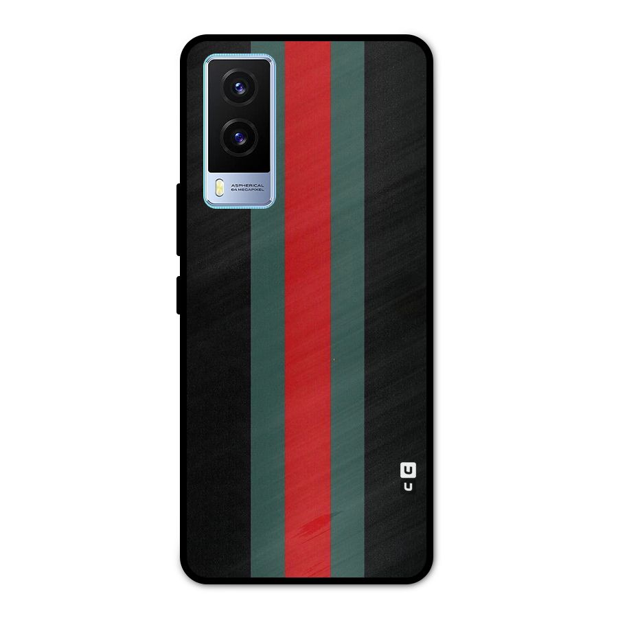 Basic Colored Stripes Metal Back Case for Vivo V21e 5G