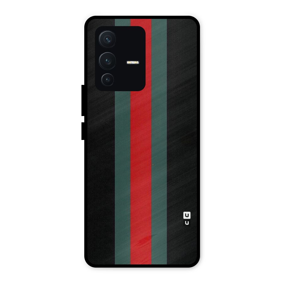 Basic Colored Stripes Metal Back Case for Vivo V23 5G