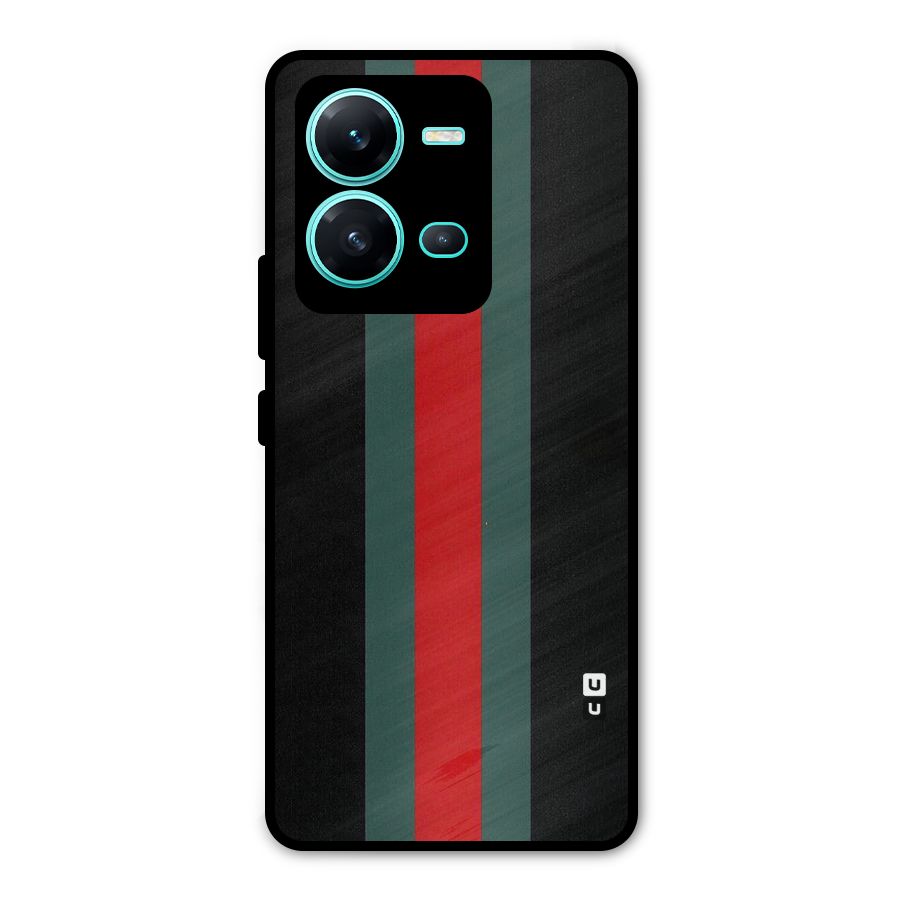 Basic Colored Stripes Metal Back Case for Vivo V25