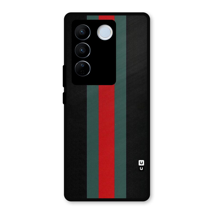 Basic Colored Stripes Metal Back Case for Vivo V27