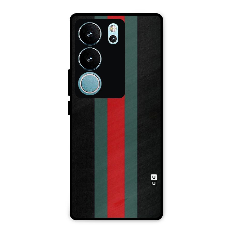 Basic Colored Stripes Metal Back Case for Vivo V29
