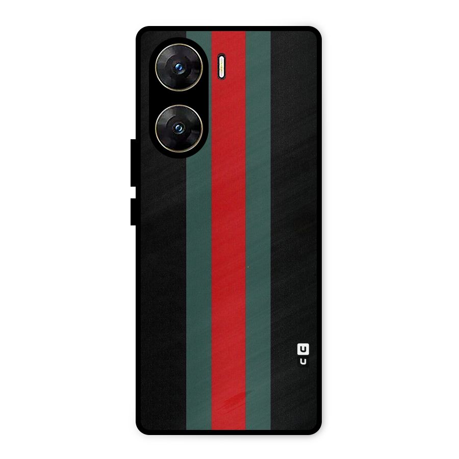 Basic Colored Stripes Metal Back Case for Vivo V29e