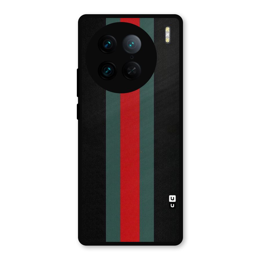 Basic Colored Stripes Metal Back Case for Vivo X90 Pro