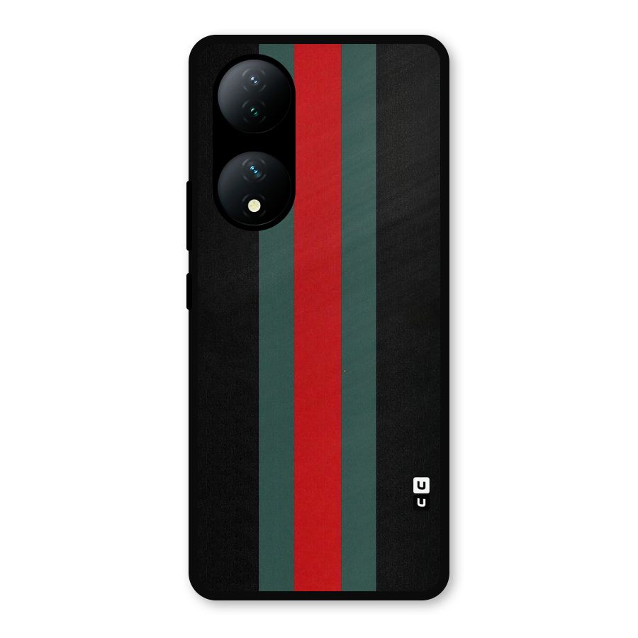Basic Colored Stripes Metal Back Case for Vivo Y100a