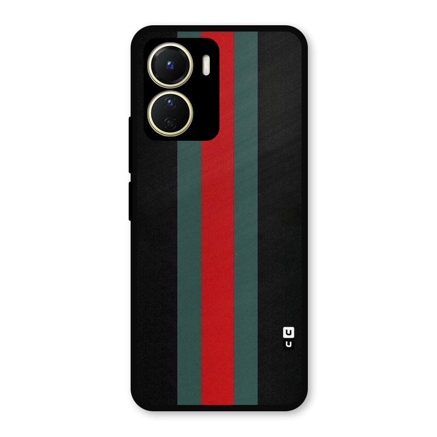 Basic Colored Stripes Metal Back Case for Vivo Y16