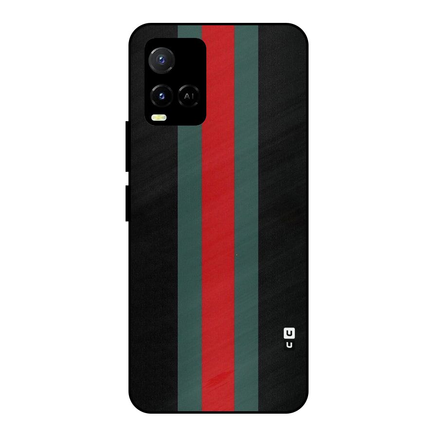 Basic Colored Stripes Metal Back Case for Vivo Y21A