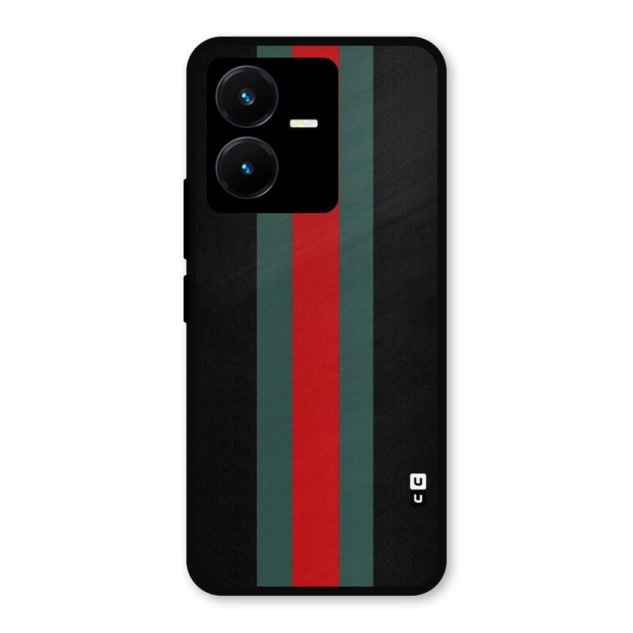 Basic Colored Stripes Metal Back Case for Vivo Y22s