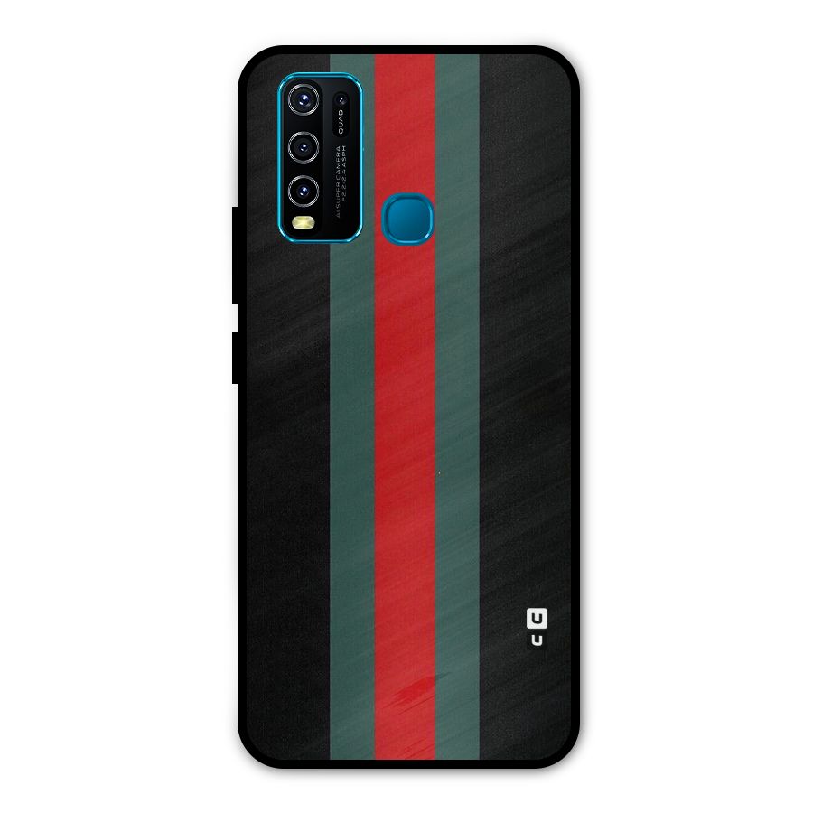 Basic Colored Stripes Metal Back Case for Vivo Y30