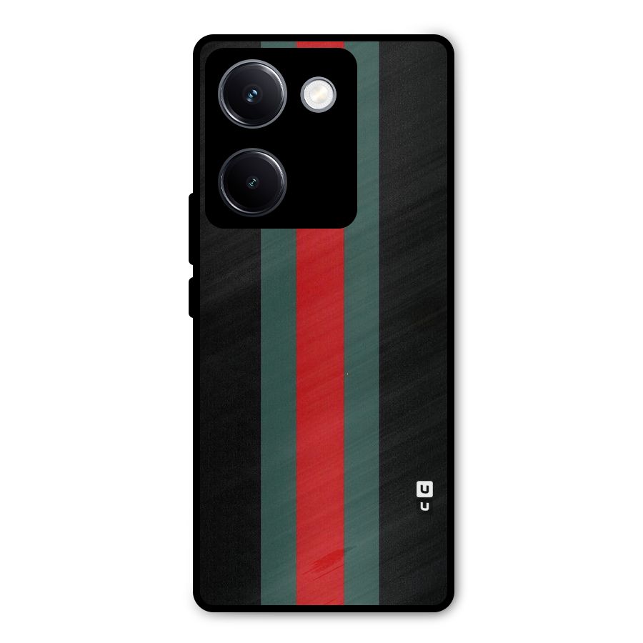 Basic Colored Stripes Metal Back Case for Vivo Y300 Plus