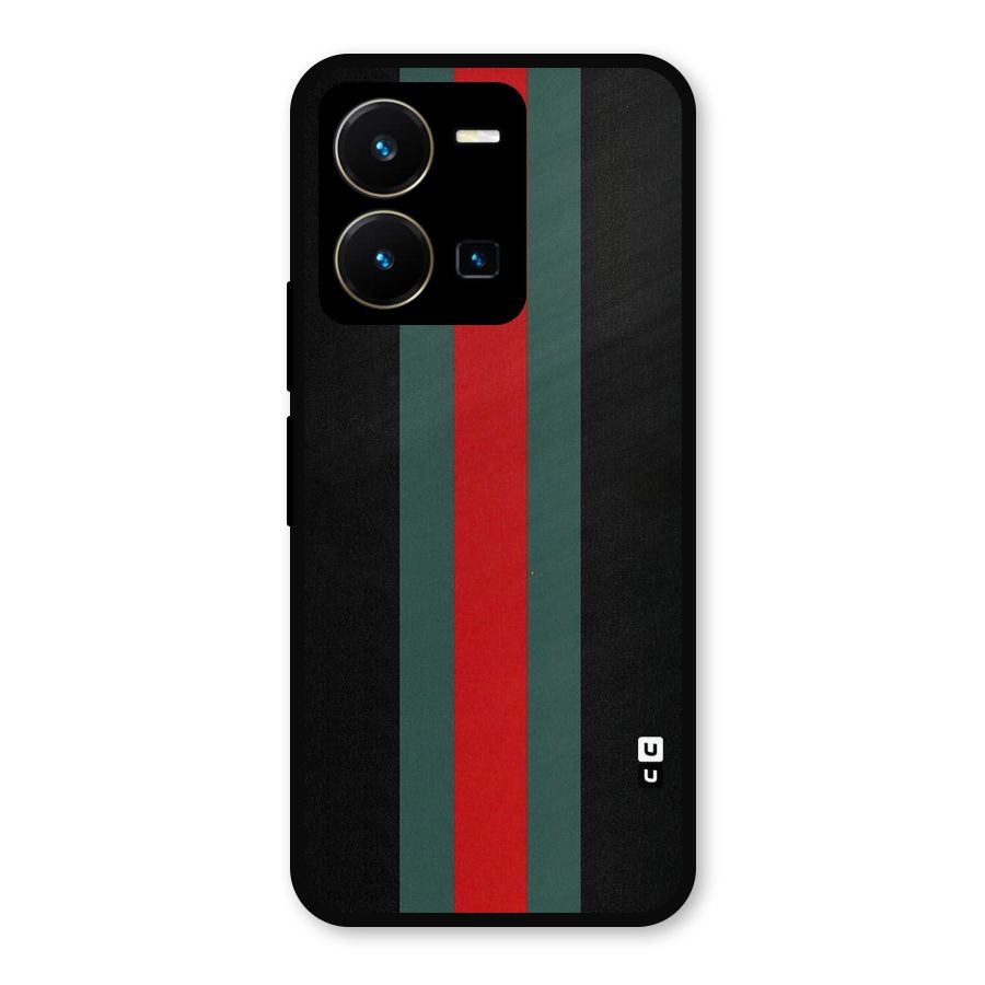 Basic Colored Stripes Metal Back Case for Vivo Y35