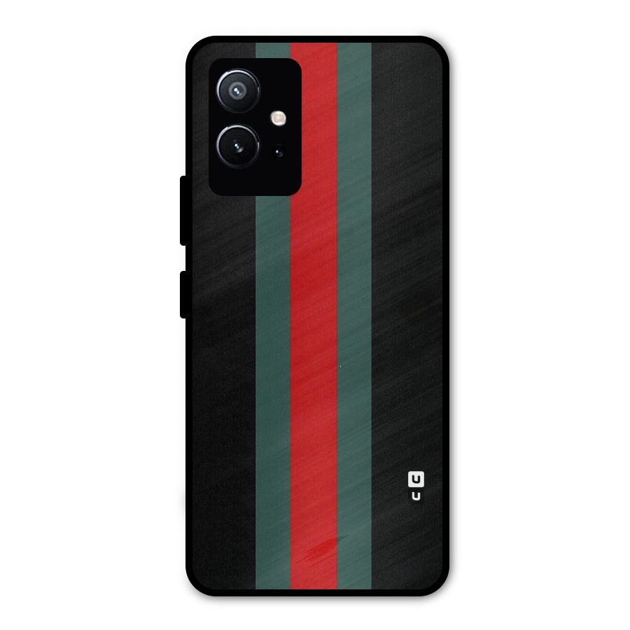 Basic Colored Stripes Metal Back Case for Vivo Y75 5G