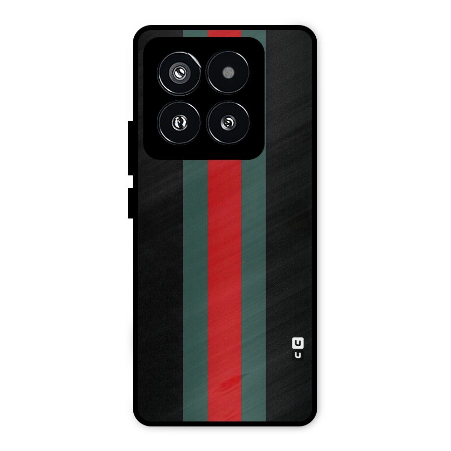Basic Colored Stripes Metal Back Case for Xiaomi 14 Pro