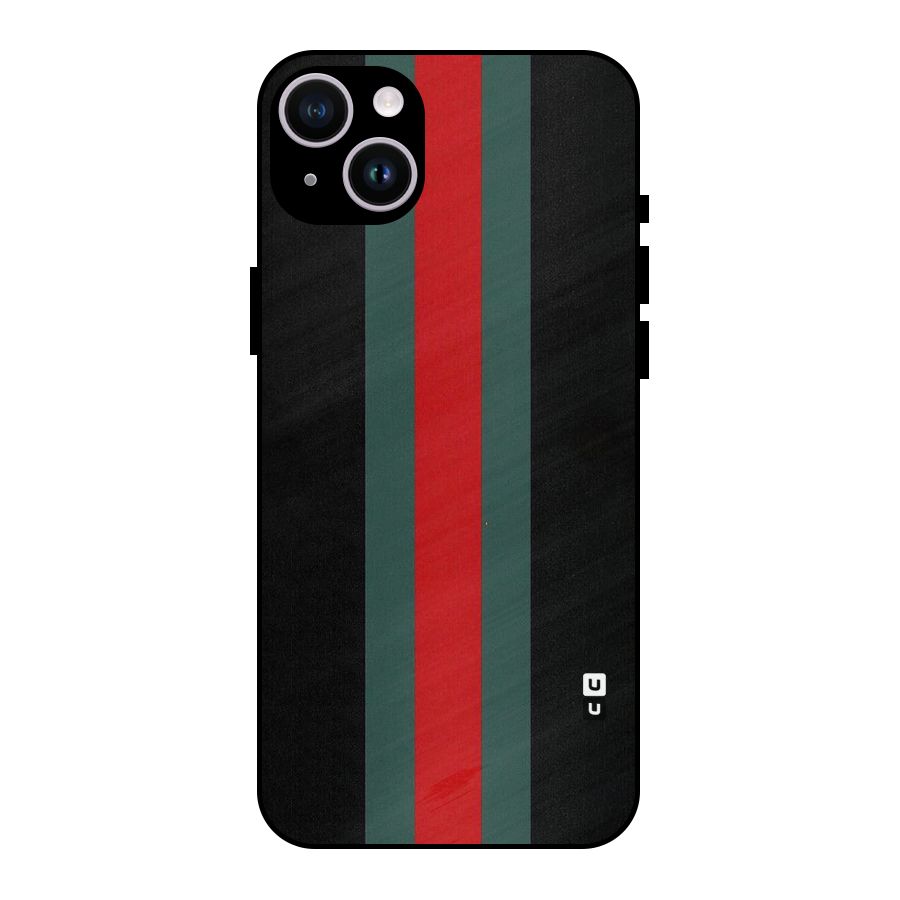 Basic Colored Stripes Metal Back Case for iPhone 14 Plus