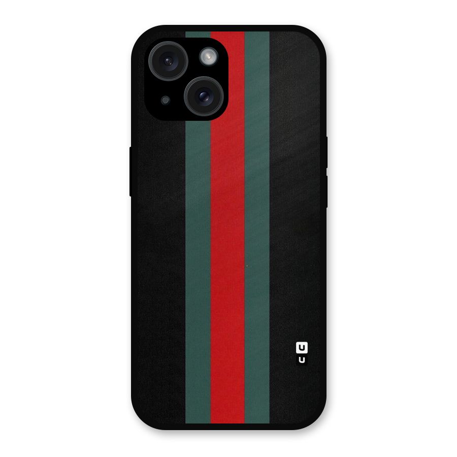 Basic Colored Stripes Metal Back Case for iPhone 15