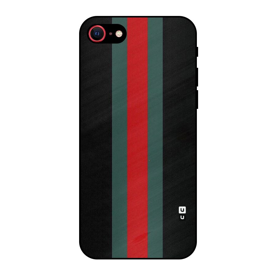 Basic Colored Stripes Metal Back Case for iPhone SE 2022