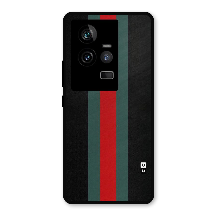 Basic Colored Stripes Metal Back Case for iQOO 11 5G
