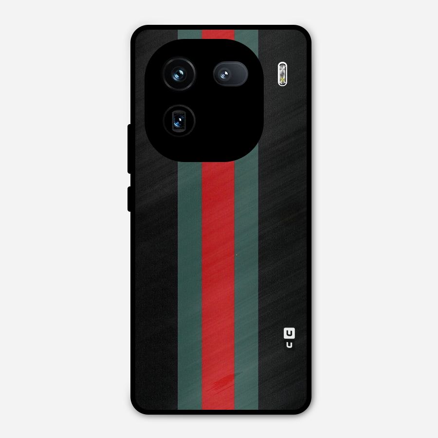 Basic Colored Stripes Metal Back Case for iQOO 12