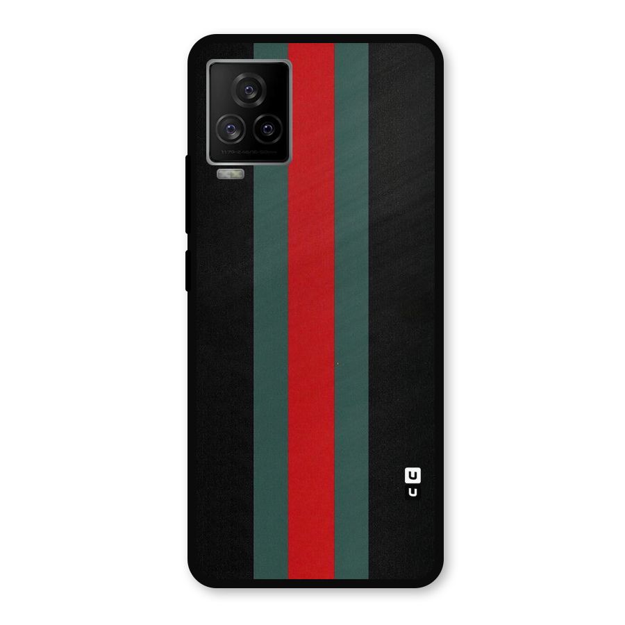 Basic Colored Stripes Metal Back Case for iQOO 7 Legend 5G