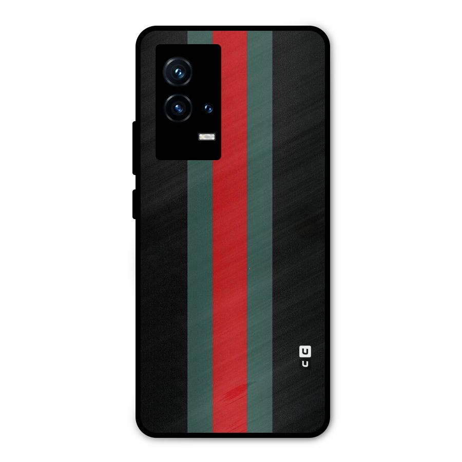 Basic Colored Stripes Metal Back Case for iQOO 9 5G