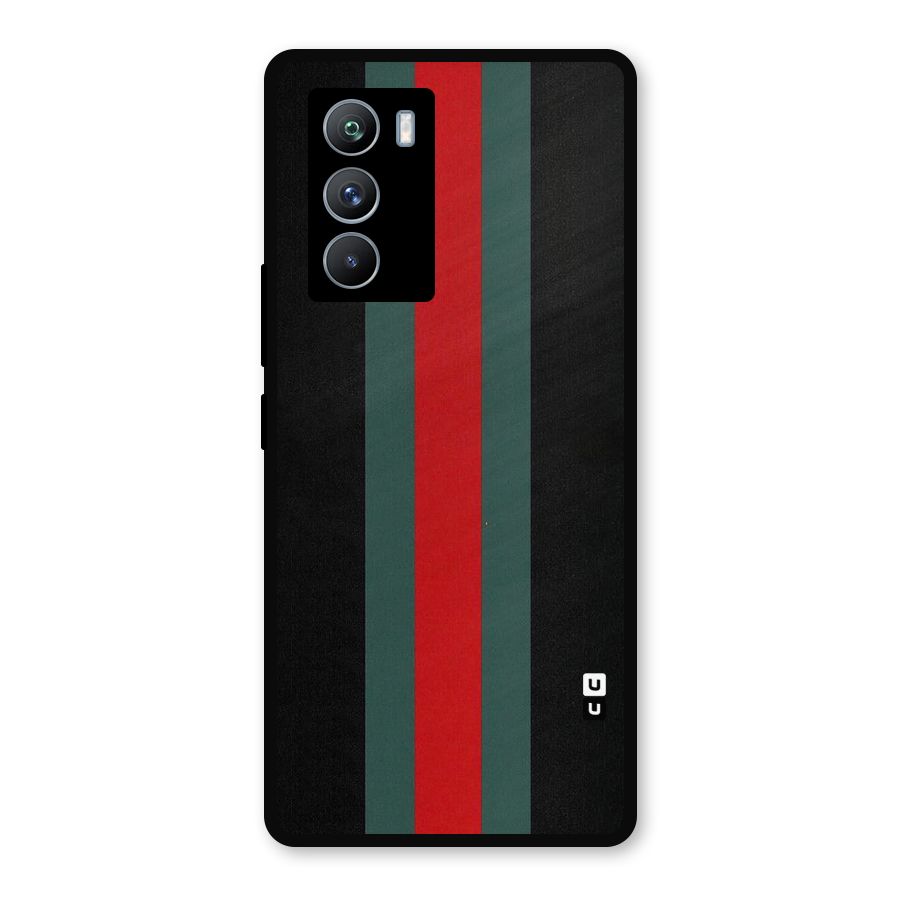 Basic Colored Stripes Metal Back Case for iQOO 9 SE