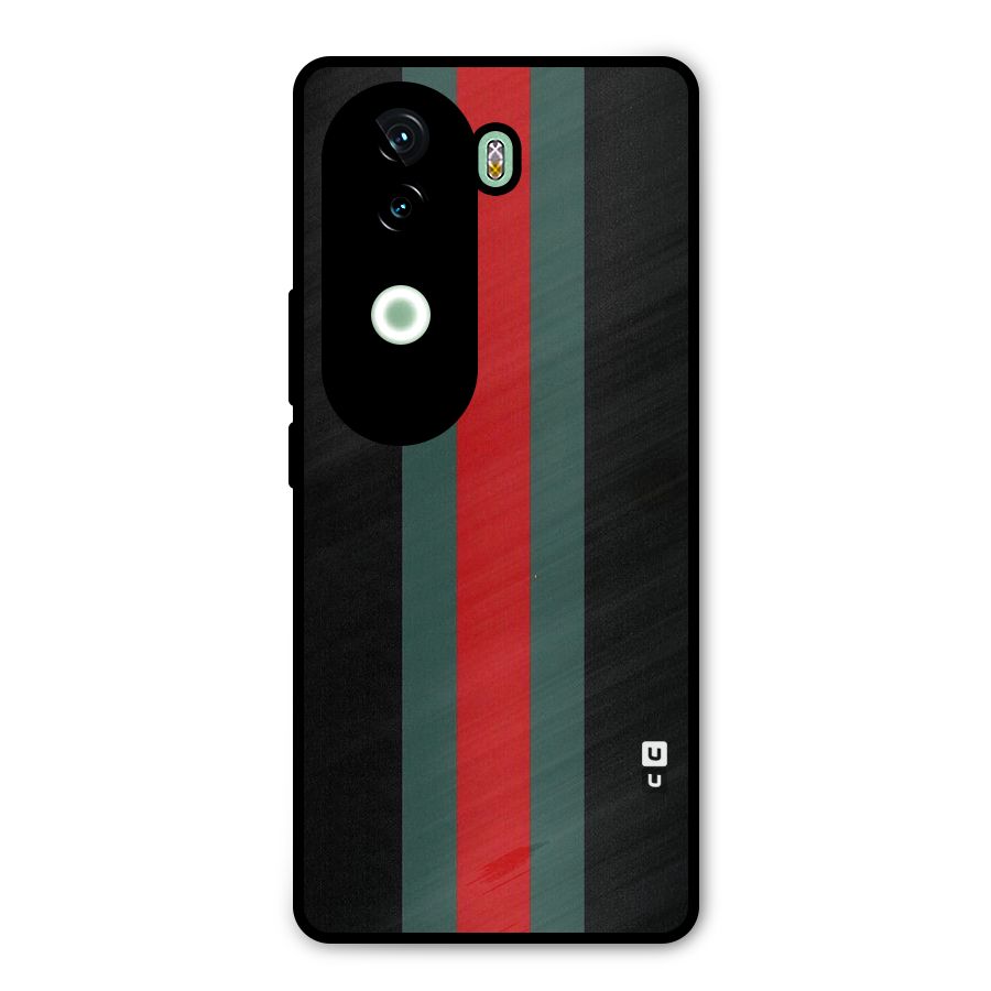 Basic Colored Stripes Metal Back Case for iQOO Z9s