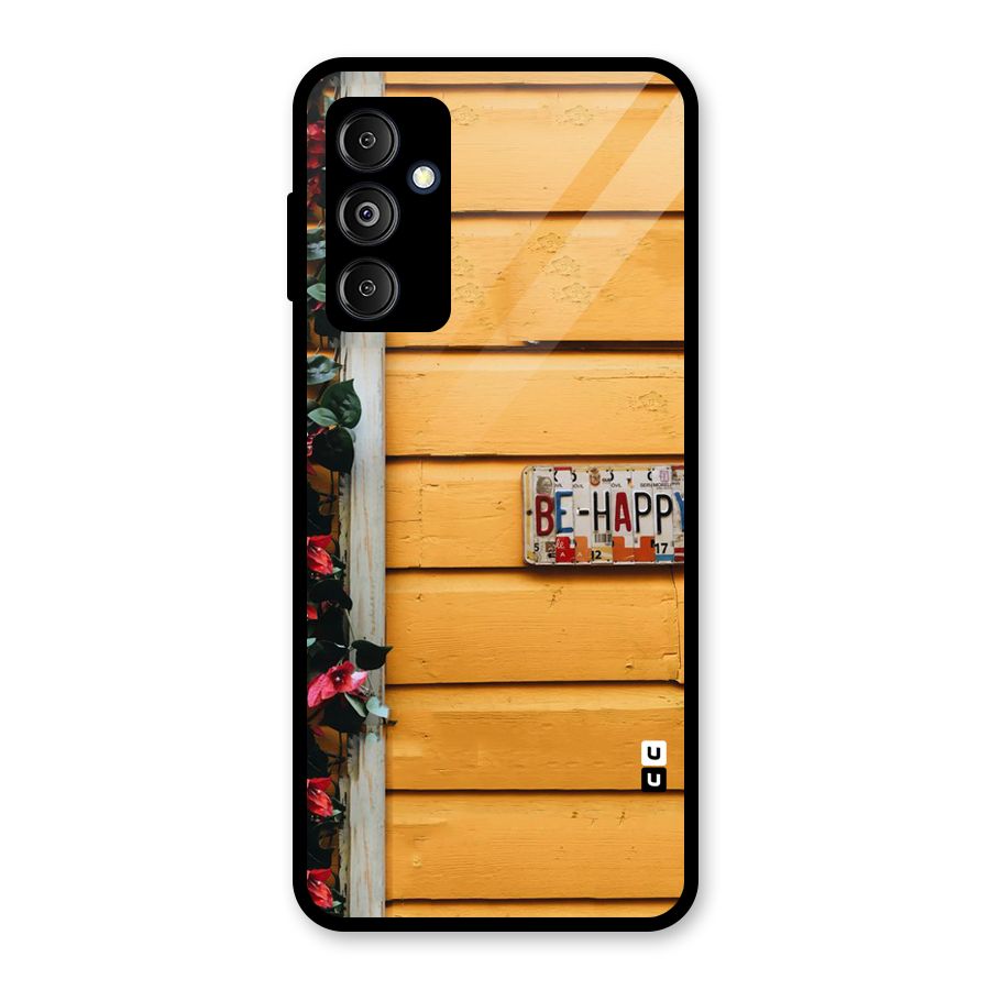 Be Happy Yellow Wall Glass Back Case for Galaxy M14 5G