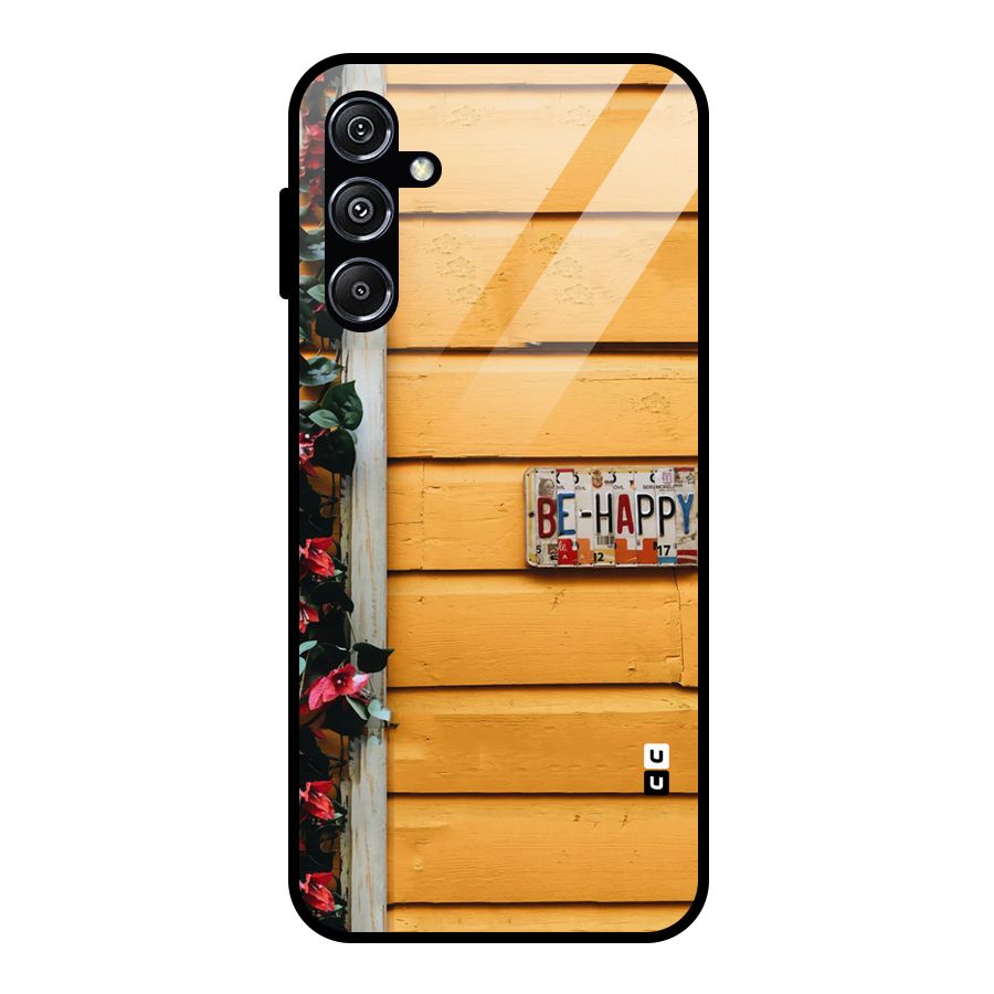 Be Happy Yellow Wall Glass Back Case for Galaxy M34 5G